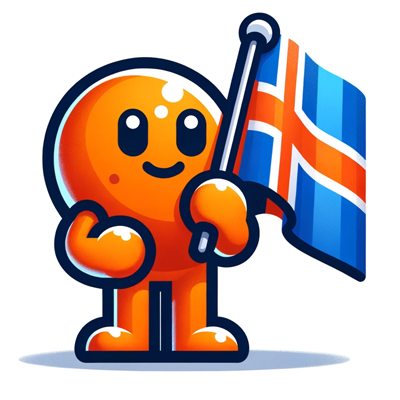 Orange holding the Icelandic Flag