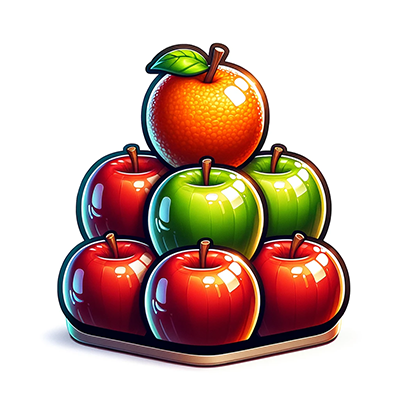Stack of apples with Orange on top